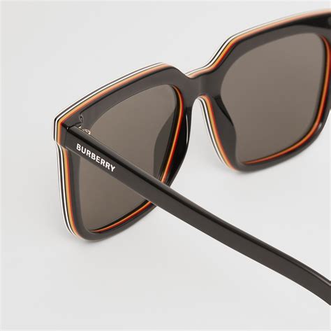 burberry glasses steipes|Stripe Detail Square Frame Sunglasses in Black .